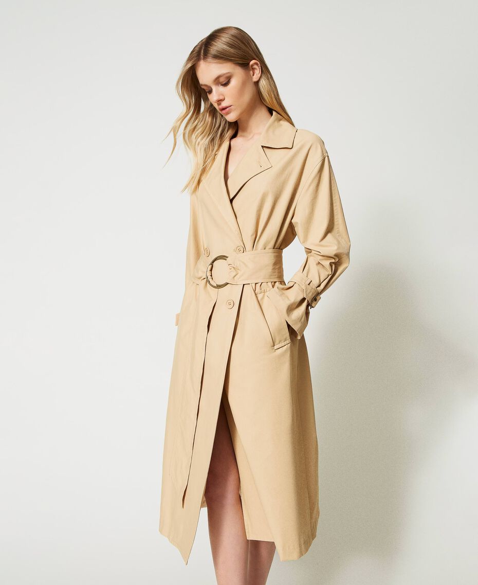 Trench coat with maxi belt “Pale Hemp” Beige Woman 231TP2200-03