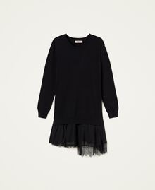 Knit dress with insert and lace Black Woman 222TP3164-0S