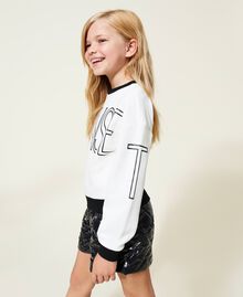 Logo sweatshirt and quilted shorts Bicolour Off White / Black Child 222GJ2111-03