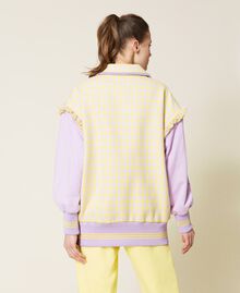Houndstooth jacket with removable sleeves "Pastel Lilac" / Vivid Yellow Houndstooth Woman 221AT2270-04