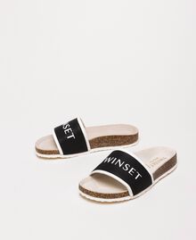Slide-Sandalen aus Textil mit Logo Weiß Kind 201GCJ020-01