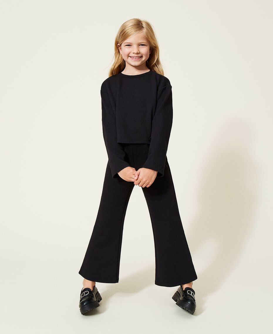 Jacquard jumper and trousers with logo Black Child 222GJ2271-01