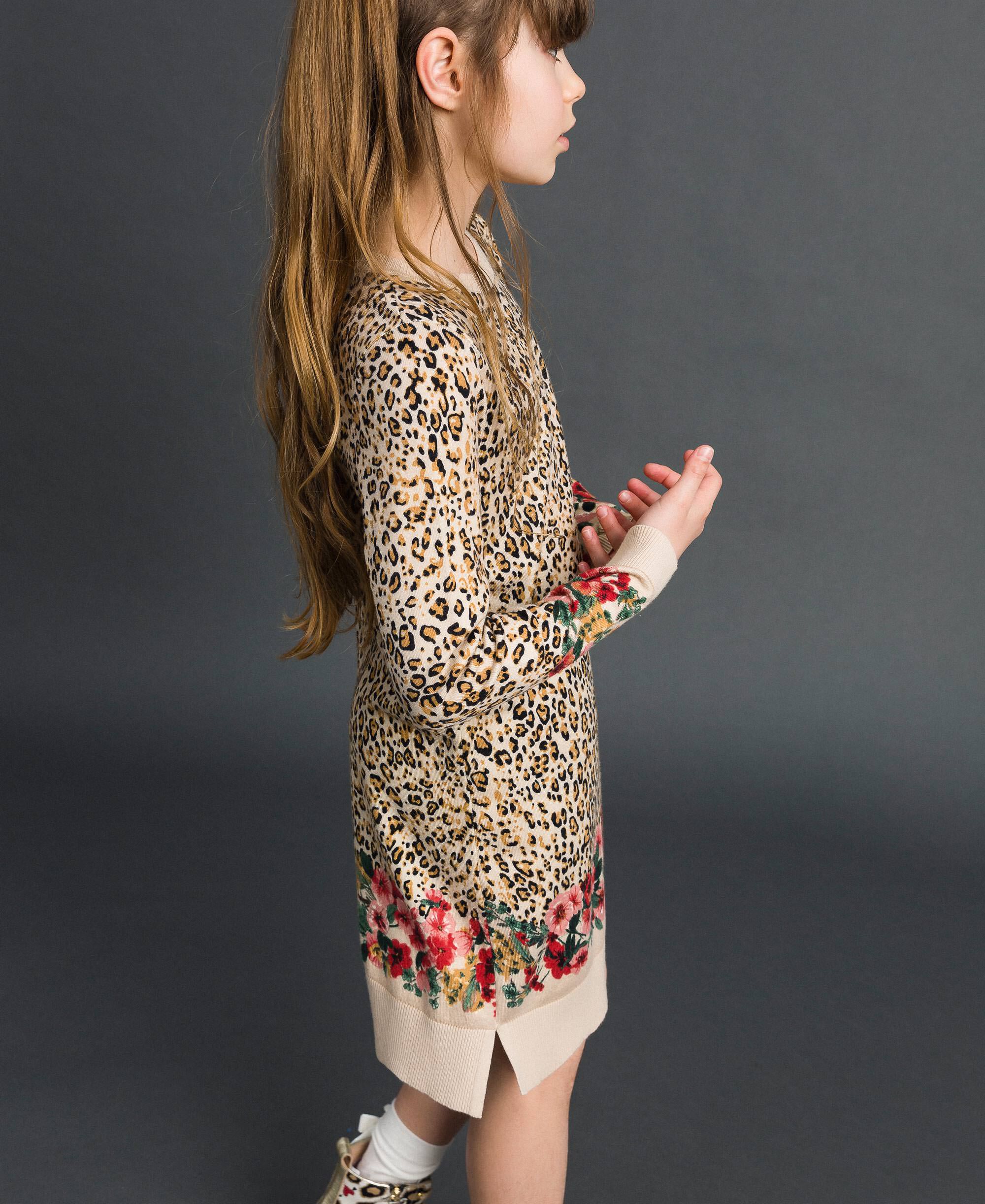 floral dress with leopard print sleeves