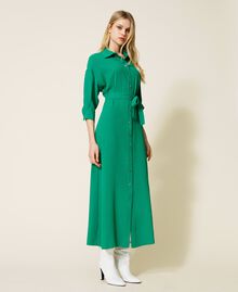 Long shirt dress with belt "Flag” Green Woman 222LI24JJ-03