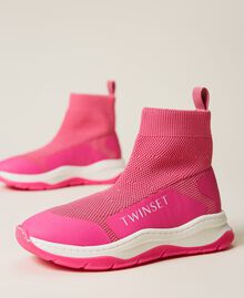 Baskets modèle sock boots avec logo Rose Shocking Enfant 221GCJ018-02