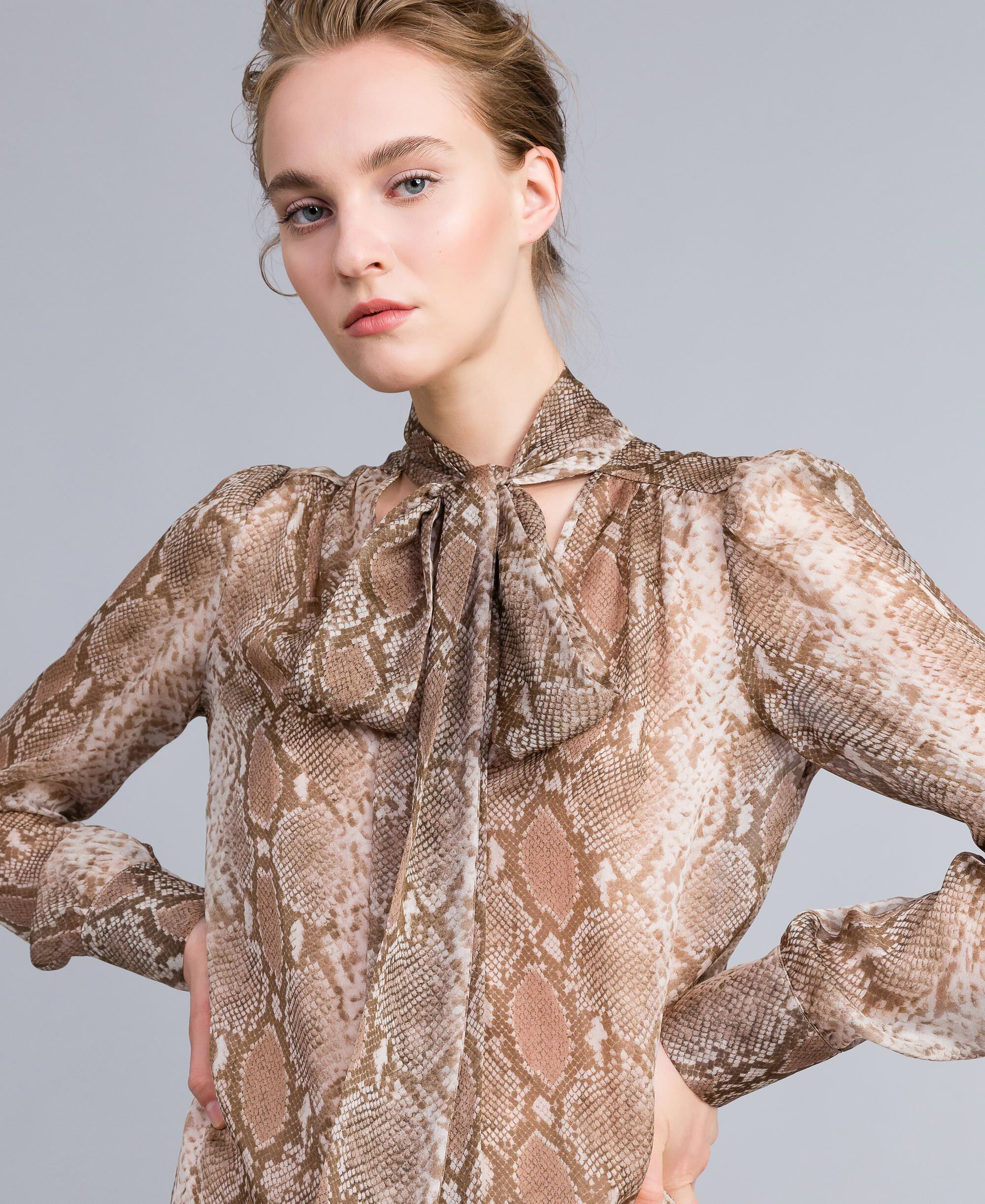 snake print chiffon blouse