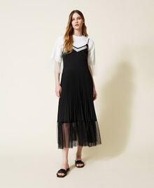 Slip dress with pleated skirt Black Woman 221TQ2061-0T
