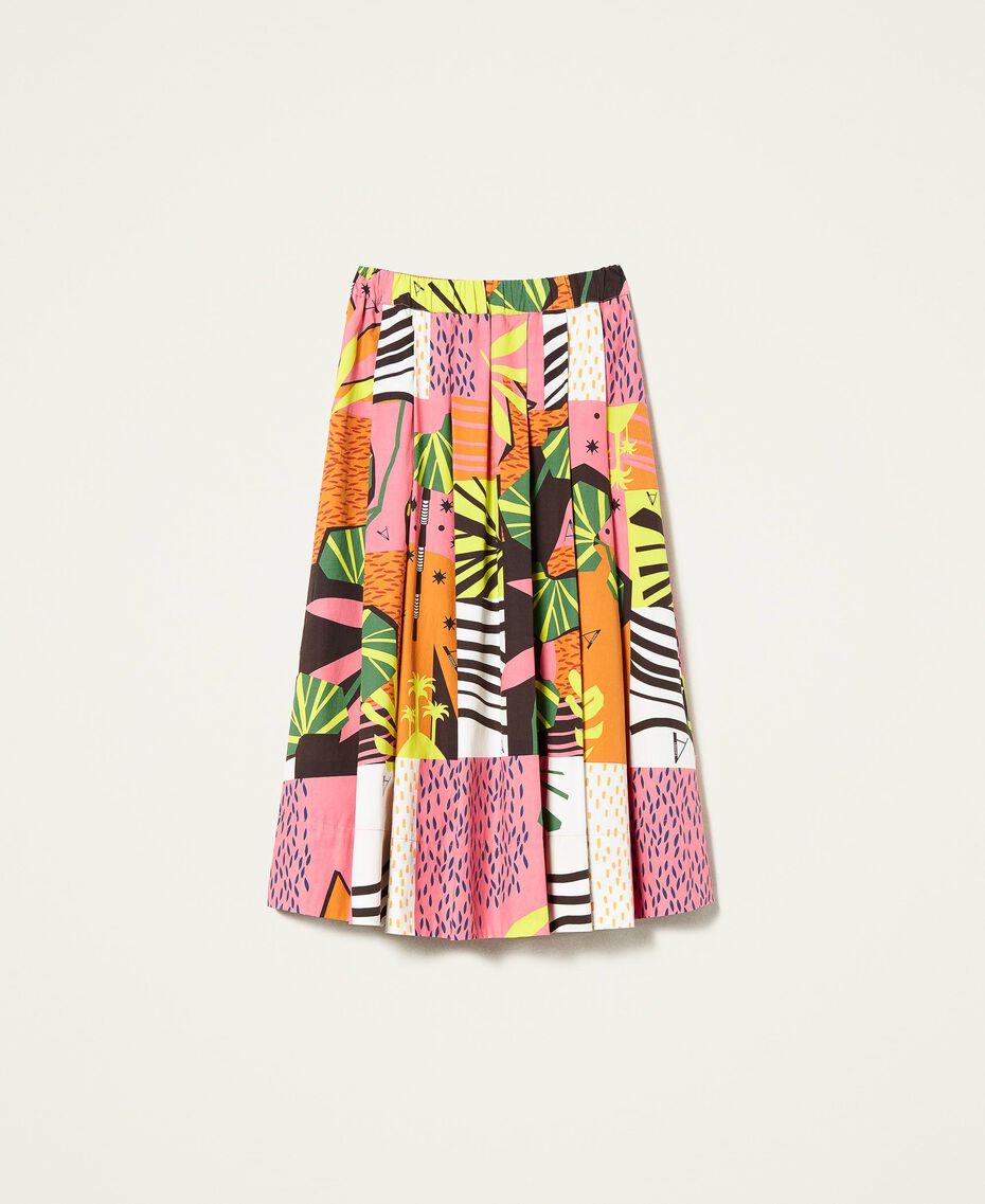 Printed poplin long skirt "Summer Dream” Pattern Woman 221AT2623-0S