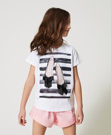 T-shirt avec imprimé rayé et nœud Meringue Enfant 231GJ2066-01