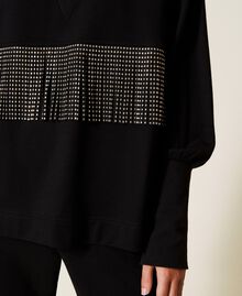 Sweatshirt with fringes and studs Black Woman 222LL2SCC-05