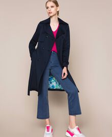 Water repellent double breasted trench coat Midnight Blue Woman 201TQ2012-02