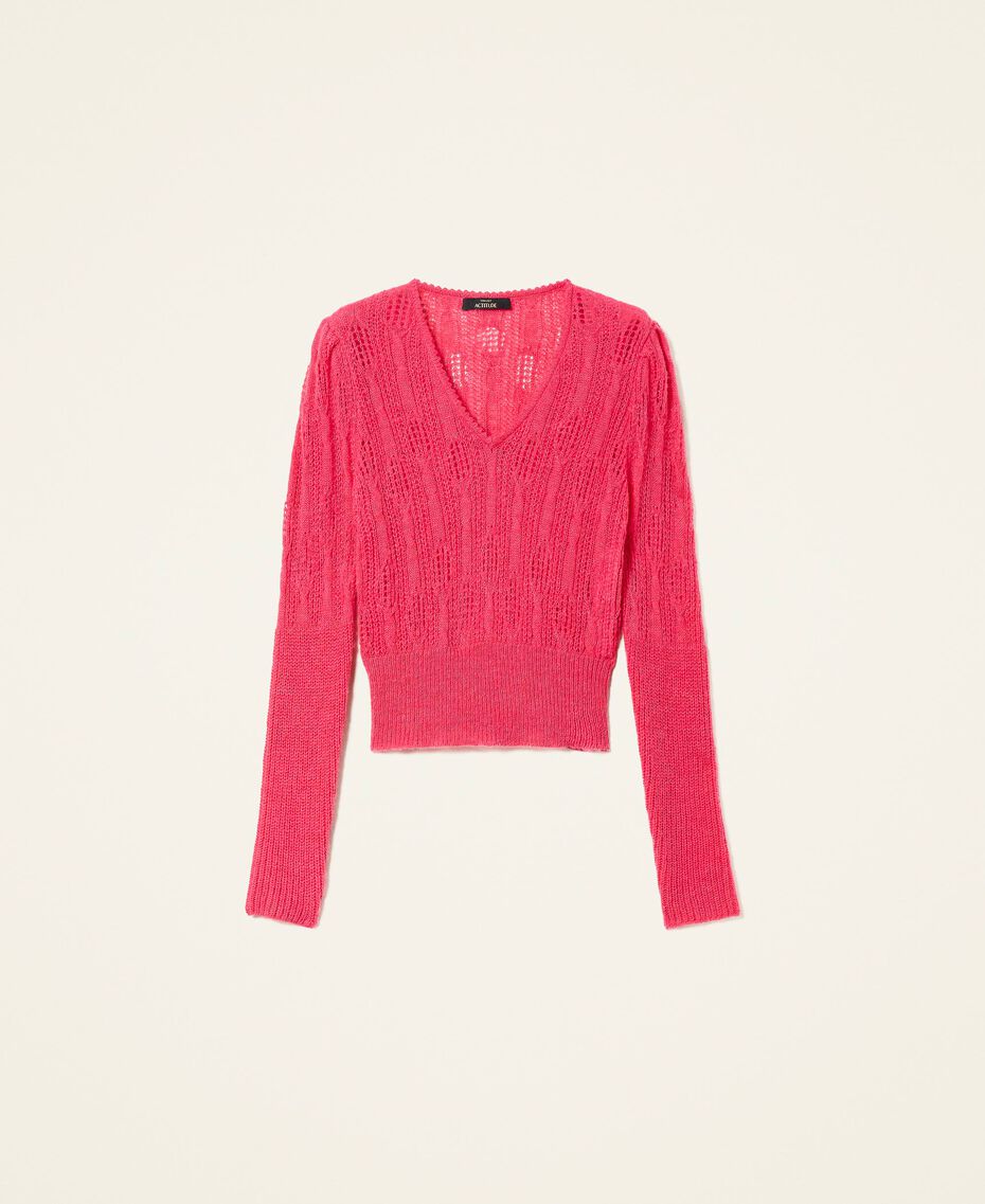 Fitted jumper with knitwork "Bright Rose” Pink Woman 222AP3550-0S