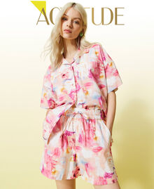 Floral poplin shorts "Hot Pink” Nuances Woman 221AT2484-01