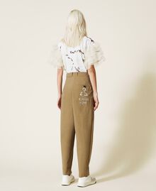 Pantalon en toile de coton recyclé Marron "Rustique" Femme 221AT2402-04