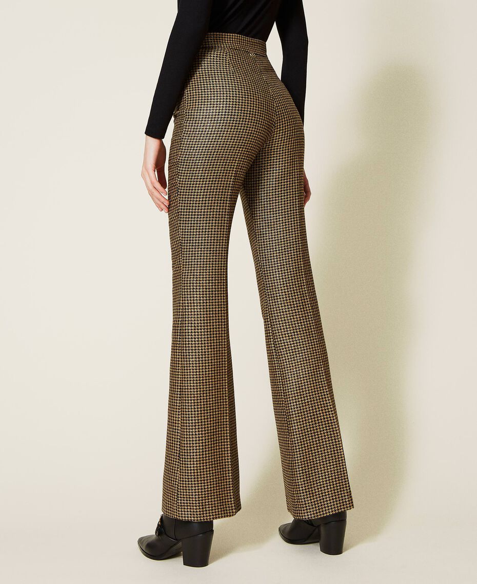 Flared lurex houndstooth trousers Woman, Gold | TWINSET Milano
