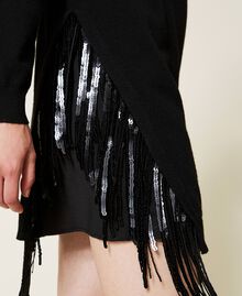 Short wool blend dress with fringes Black Woman 222TT3120-05