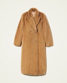 Double-breasted faux fur coat "Dune" Beige Woman 222TP2180-0S