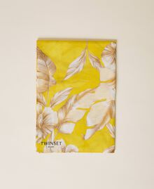 Keffieh en soie mélangée avec imprimé floral Imprimé Hibiscus Jaune/Blanc « Neige » Femme 221TO504E-01