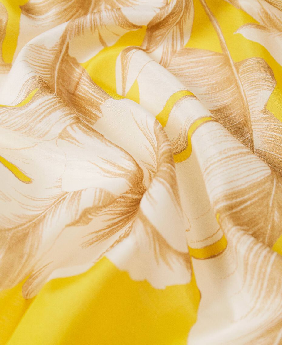Keffieh en soie mélangée avec imprimé floral Imprimé Hibiscus Jaune/Blanc « Neige » Femme 221TO504E-03