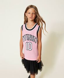 Knitted dress with logo and tulle Two-tone "Sunrise" Pink / Black Child 222GJ3191-01