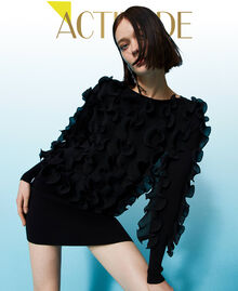 Knit dress with pleated ruffles Black Woman 222AP3230-01