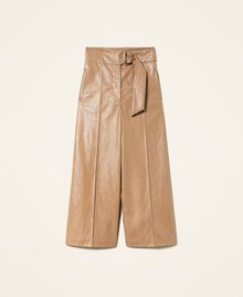 Pantaloni wide leg effetto pelle Beige "Light Wood" Donna 222TT2015-0S