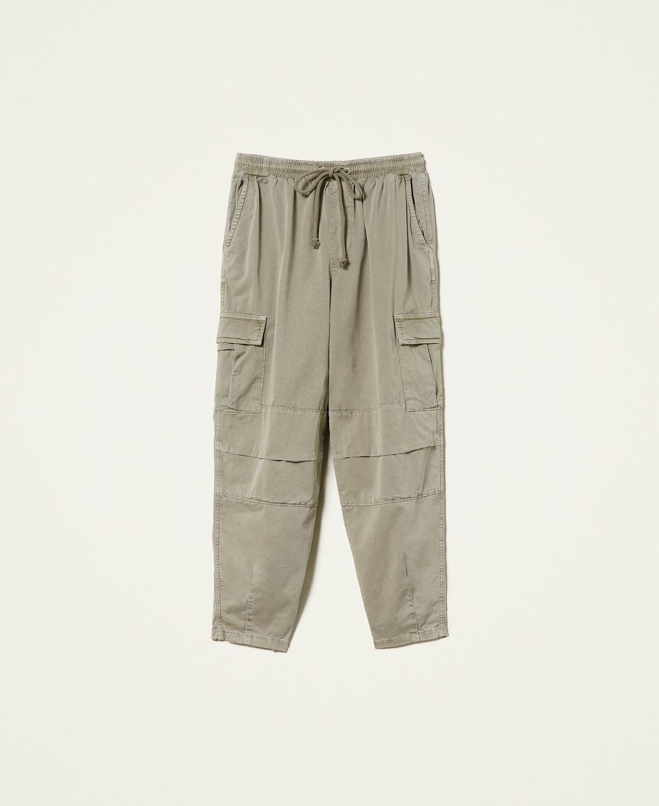 Pantalon cargo en drill Vert « Camouflage » Femme 221TT2350-0S