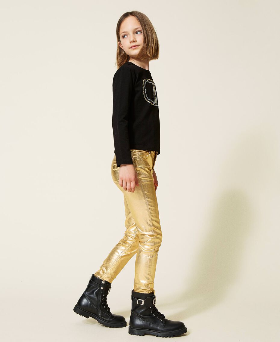 Laminated skinny trousers "Laminated" Gold Child 222GJ2200-02