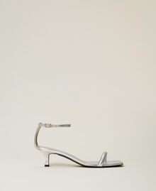 Leather sandals with kitten heels Silver Woman 222TCP204-01