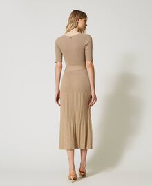 Midi dress with lurex knit “Pale Hemp” Beige Woman 231TP320A-03