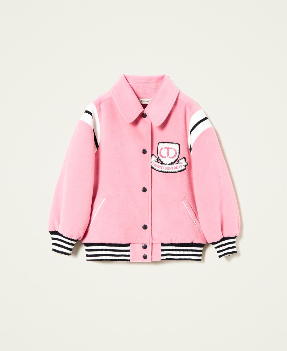 Velour wool cloth bomber jacket "Sunrise" Pink Child 222GJ2250-0S
