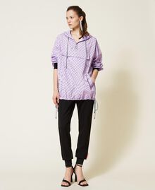 Taffeta jacket with all over logo "Pastel Lilac" / Black Print Woman 221AT2223-02
