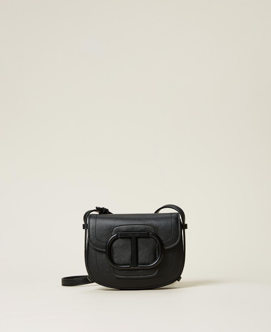 Shoulder bag with enamelled logo Black Woman 221TB7171-03