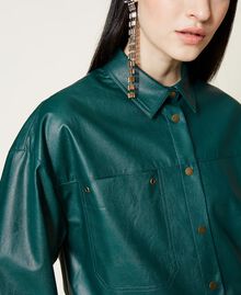Coated fabric shirt Dark Green Woman 212TT2052-03