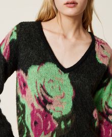 Pique jacquard mohair blend jumper Multicolour Neon Crazy Flowers Jacquard Woman 222TT3572-05