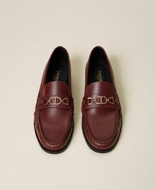 Leather loafers with logo clasp Grape Woman 222TCP012-05