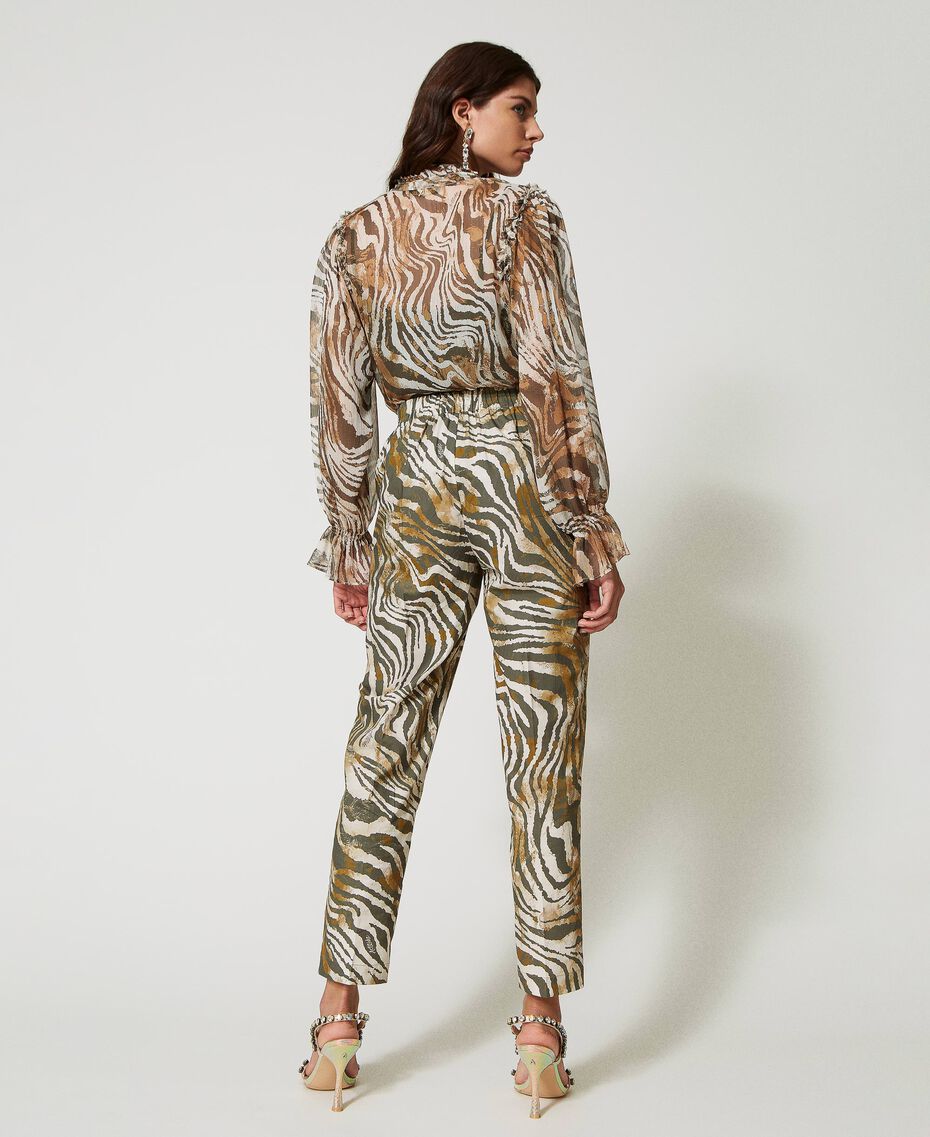 Animal print poplin trousers Woman, Patterned | TWINSET Milano