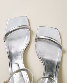 Leather sandals with kitten heels Silver Woman 222TCP204-04