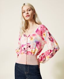 Jumper-cardigan with print "Hot Pink” Nuances Woman 221AT3220-06