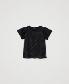 Camiseta entretelada de tul bordado Negro Mujer 231AP2102-0S