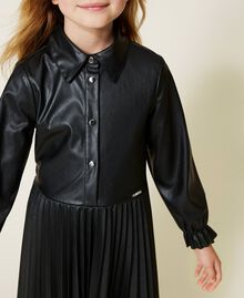 Leather-like dress with pleats Black Child 222GJ2031-05