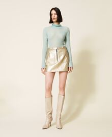 Laminated leather-like mini skirt Pale Gold Woman 222AP2341-0T