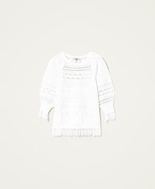 Lace stitch jumper with fringes Lily Woman 221TP3030-0S