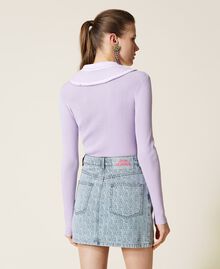 Mini-jupe en jean jacquard avec logo Denim Logo Femme 221AT232D-04