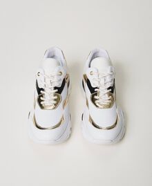 Colour block trainers Two-tone Optical White / Gold Woman 231ACP104-04