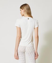 Camiseta con bordado de lentejuelas Star White Mujer 231LB21BB-03