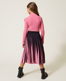 Pleated colour block skirt Two-tone Black / "Sunrise" Pink Child 222GJ2281-04