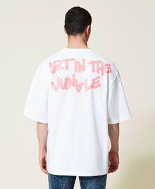 T-shirt Myfo avec imprimé lion Blanc Unisexe 999AQ2098-07