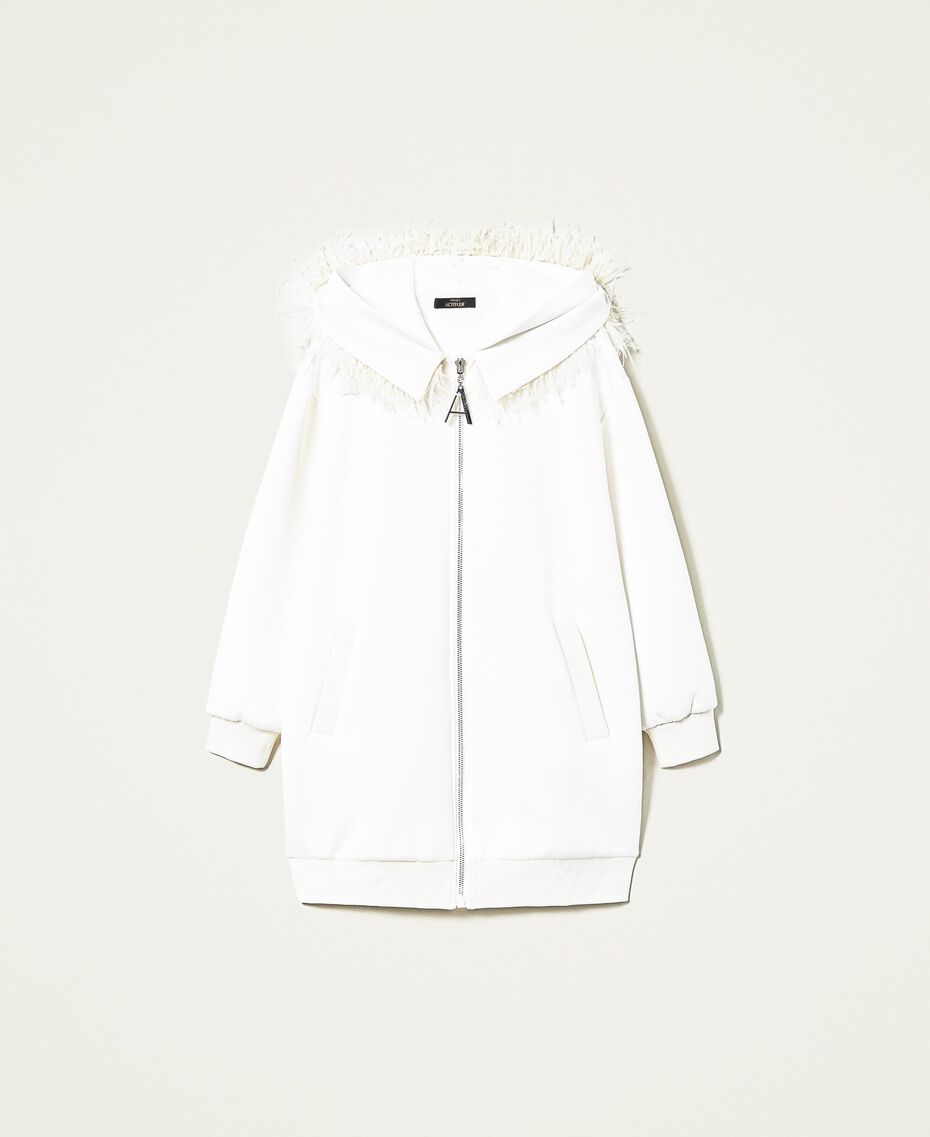 Scuba jacket with feathers White Gardenia Woman 221AT2393-0S