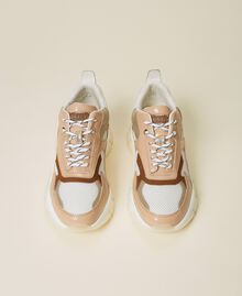 Colour block trainers with logo Multicolour Butter / "African" Beige / Gold Woman 222LIPZBB-05